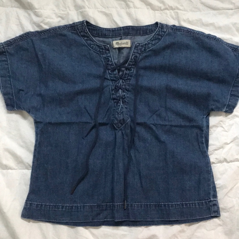 Madewell Denim Lace Up Top
